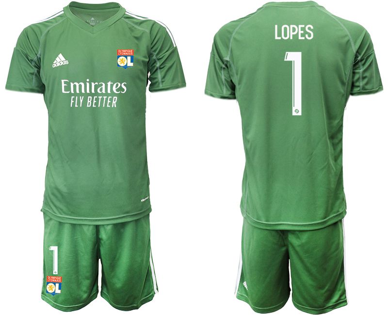 Men 2020-2021 club Olympique Lyonnais army green goalkeeper #1 Soccer Jerseys